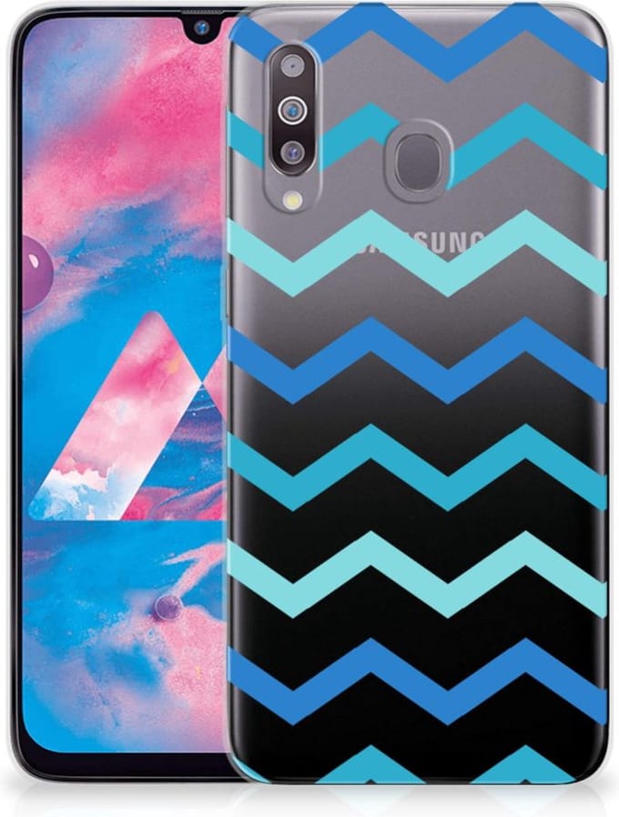 Samsung Galaxy M30 TPU bumper Zigzag Blauw