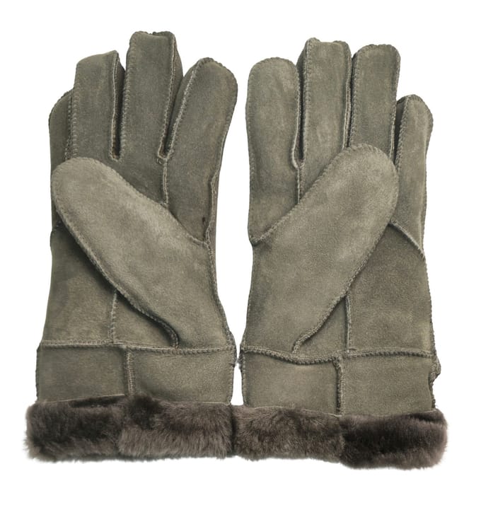 Herenhandschoenen van grijs luxe schapenvacht suède leer met gesp