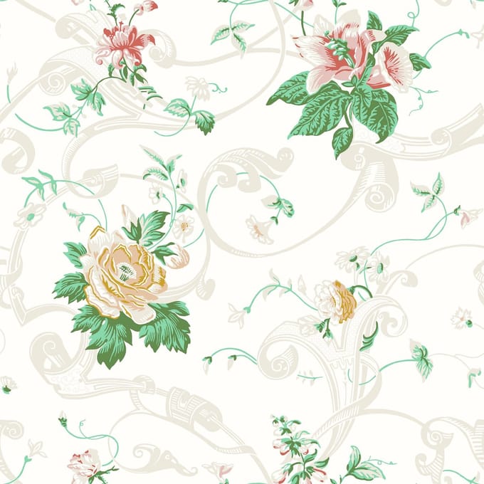 Boråstapeter Vliesbehang 4511 - Anno - Bloemen Groen - 53cm x 10.05m