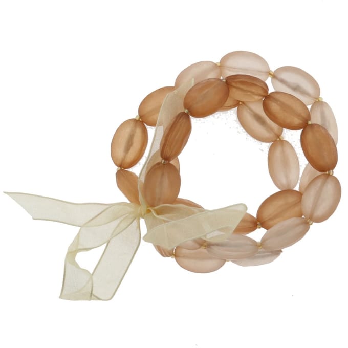Behave - Kralenarmband - Beige bruintint met strik - romantisch - 16 cm