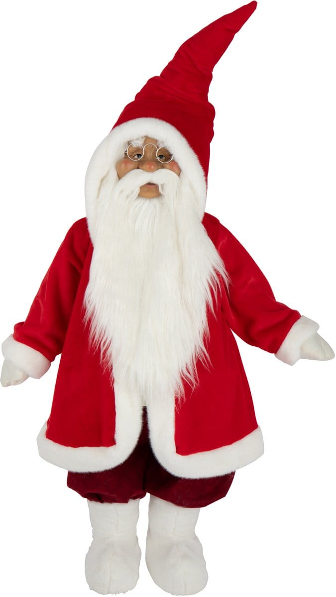 J-Line figuur Kerstman Bril - polyresin - wit/rood - large