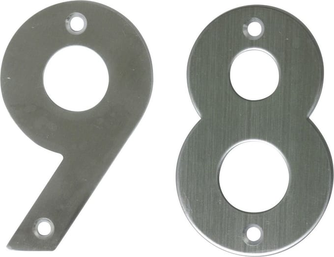 AMIG Huisnummer 98 - massief Inox RVS - 10cm - incl. bijpassende schroeven - zilver