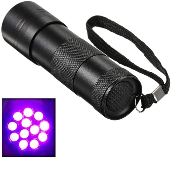UV Zaklamp - 9 LEDs - Ultraviolet licht - Blacklight - Compacte UV-flashlight - Zwart - Jonyx