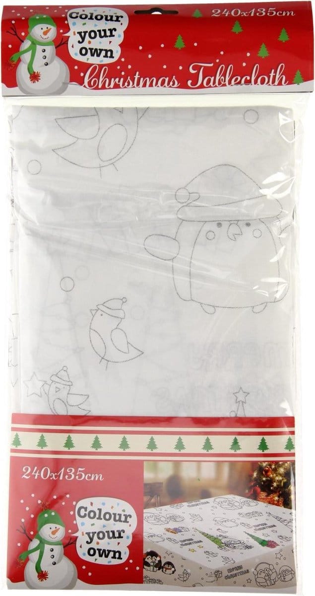 Tafelkleed Kerst - Kleurplaat - 240 x 135 cm