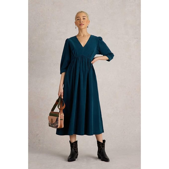 White Stuff Lucy Cord Dress Dark Teal Größe: 24 REGULAR | Midikleider Outlet | Damen | Cyan