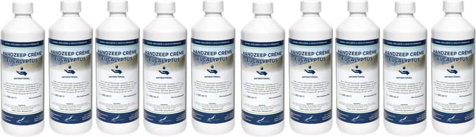 Handzeep Crème Eucalyptus 500 ml - set van 10 stuks - Voordeelverpakking
