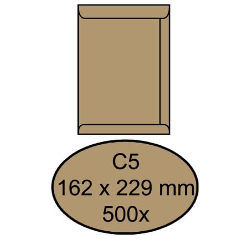 Envelop Quantore akte C5 162x229mm bruinkraft 90g/m² 500 stuks
