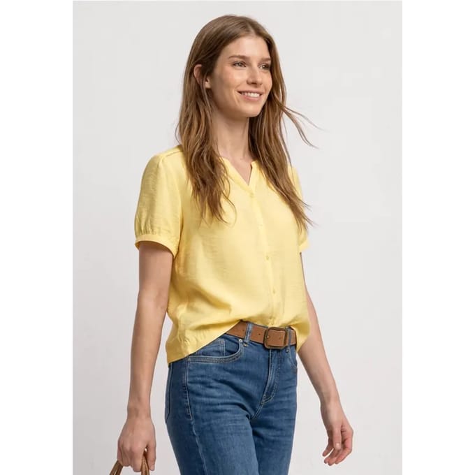 Blouse met korte mouwen, gespleten hals en knopen