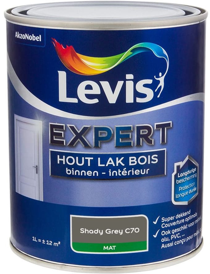 Levis - Expert Hout Lak Binnen Mat Mix - Shady Grey C70 - Mengverf - 1 L