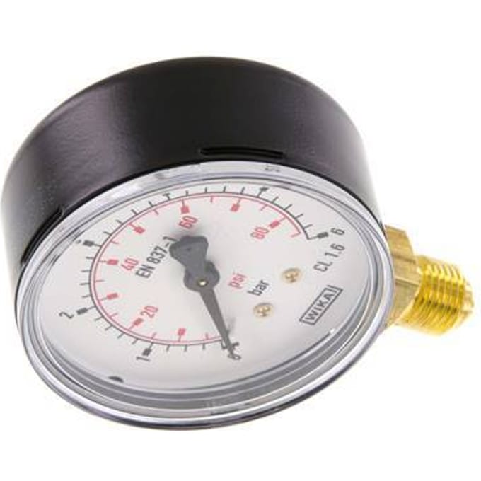 0..6 Bar Manometer Onderaansluiting Staal/Messing 63 mm Klasse 1.6