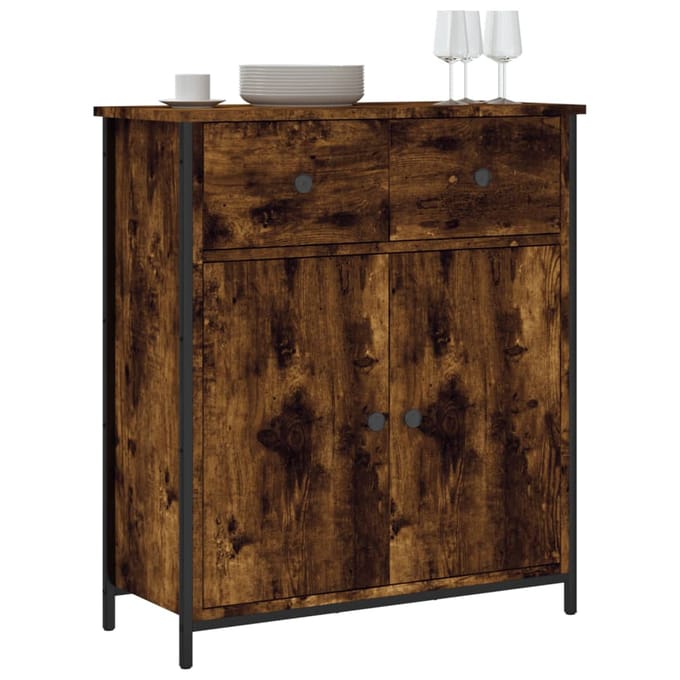 vidaXL - Dressoir - 70x30x80 - cm - bewerkt - hout - gerookt - eikenkleurig