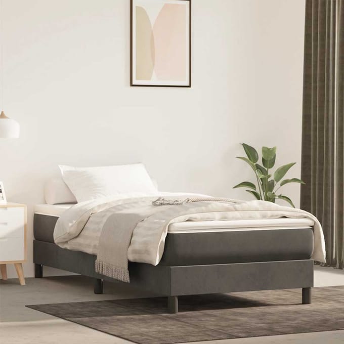 vidaXL - Pocketveringmatras - medium - 80x220x20 - cm - fluweel - donkergrijs