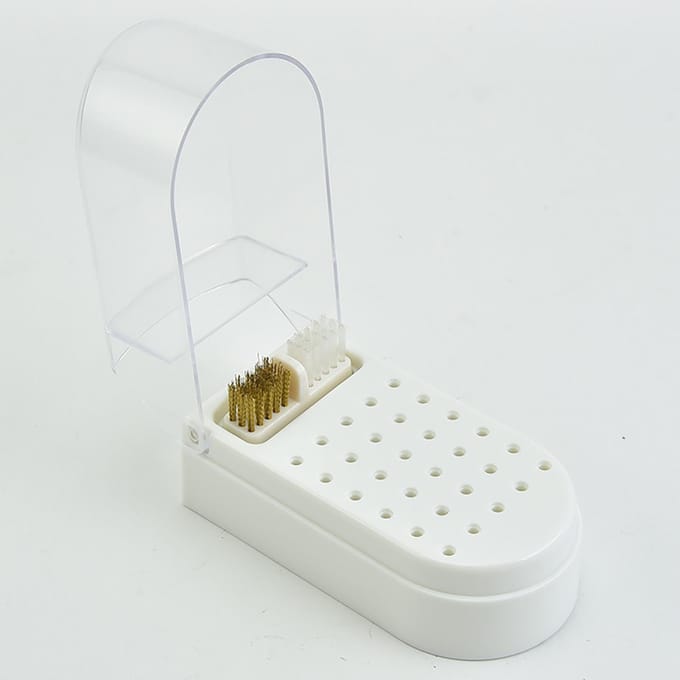 Nagelfrees Bit Displaydoos Plastic 30 Gaten Stofdicht Transparant Draagbare Nagelfrees Bit Houder wit