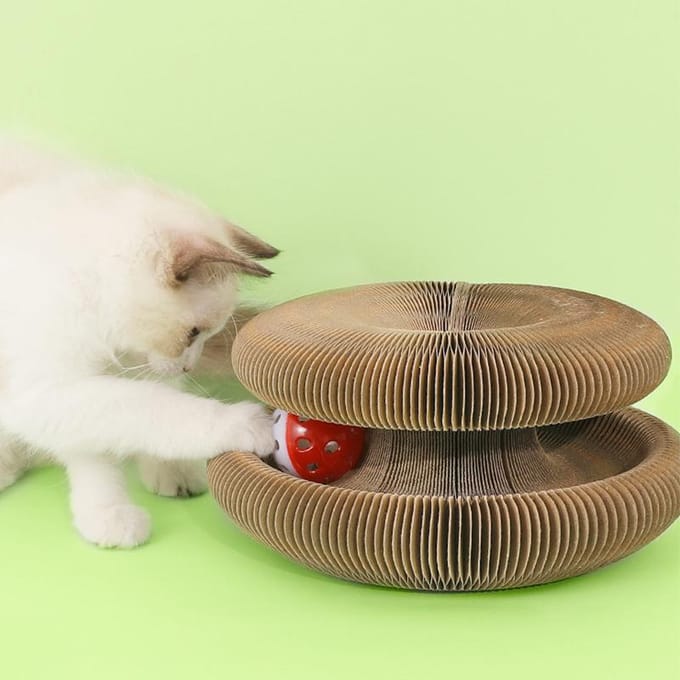 Kattenkrabplank Grappige Orgaanvorm Magnetische Kat Klauwen Slijpen Krabplank voor Katten Kittens beige