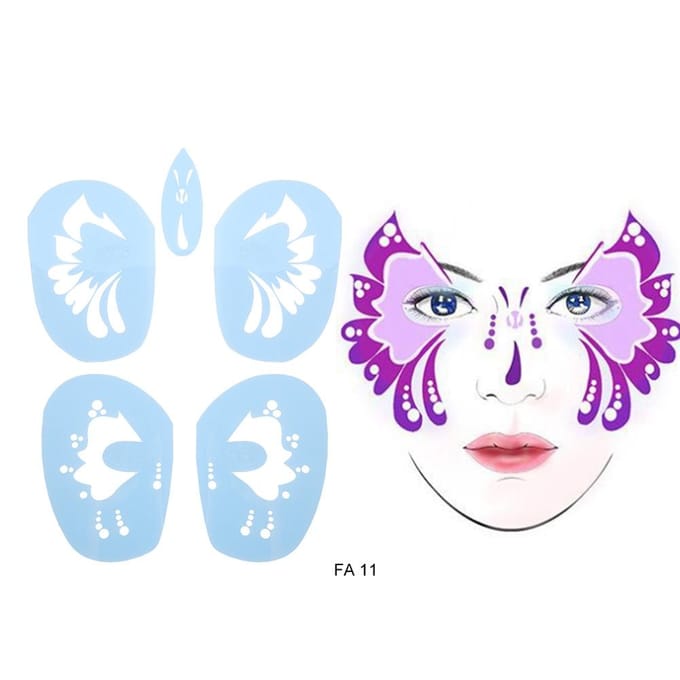 6 Stijlen Set Gezichtsschilderij Stencil Herbruikbaar Tattoo Cosmetisch Schildergereedschap white