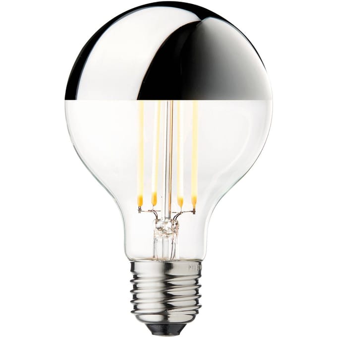 DESIGN BY US LED kopspiegellamp Globe 80, zilver, E27, 3,5 W, 2.700 K