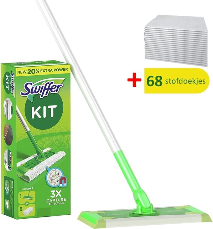 Swiffer Vloerreiniger - 1 Vloerwisser Met 68 Navul Stofdoekjes - Starterkit