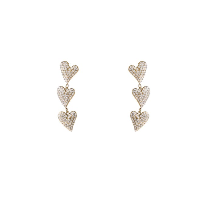 Go Dutch Label Oorknoppen 3Sparkle Hearts Goud