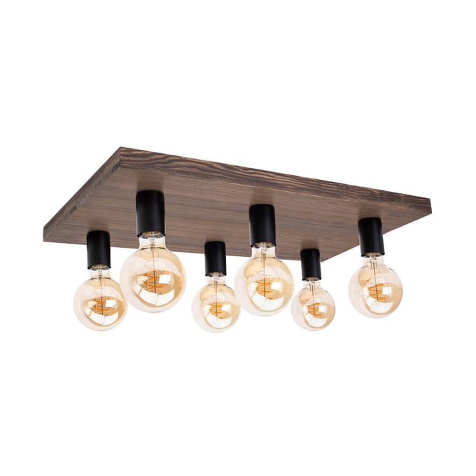 Envostar Lobo plafondlamp 6-lamps grenen walnoot