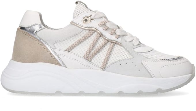 Manfield - Dames - Witte leren sneakers - Maat 37