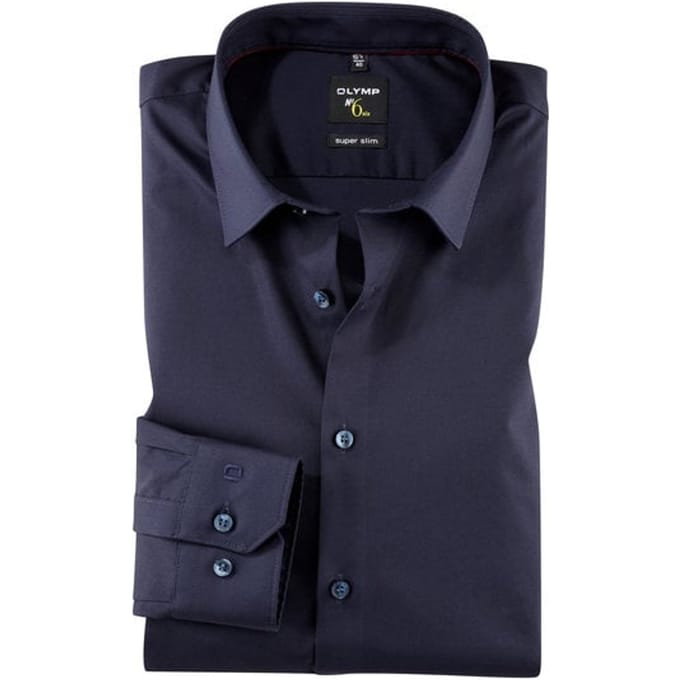 OLYMP No. Six Overhemd, Super Slim, Urban Kent, Marineblauw