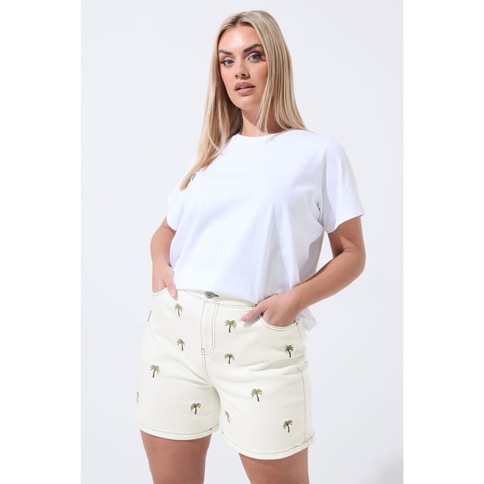 Limited Collection Naturel Bruin Shorts Met Palmboommotief Size 54-56