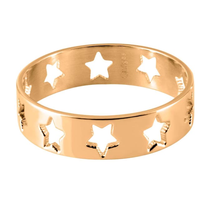 Quiges Stapelring Dames - Vulring Sterren - RVS Roségoudkleurig - Maat 22 - Hoogte 6mm