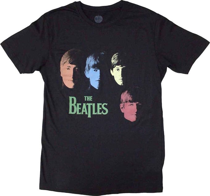The Beatles - Colour Faces Heren T-shirt - L - Zwart