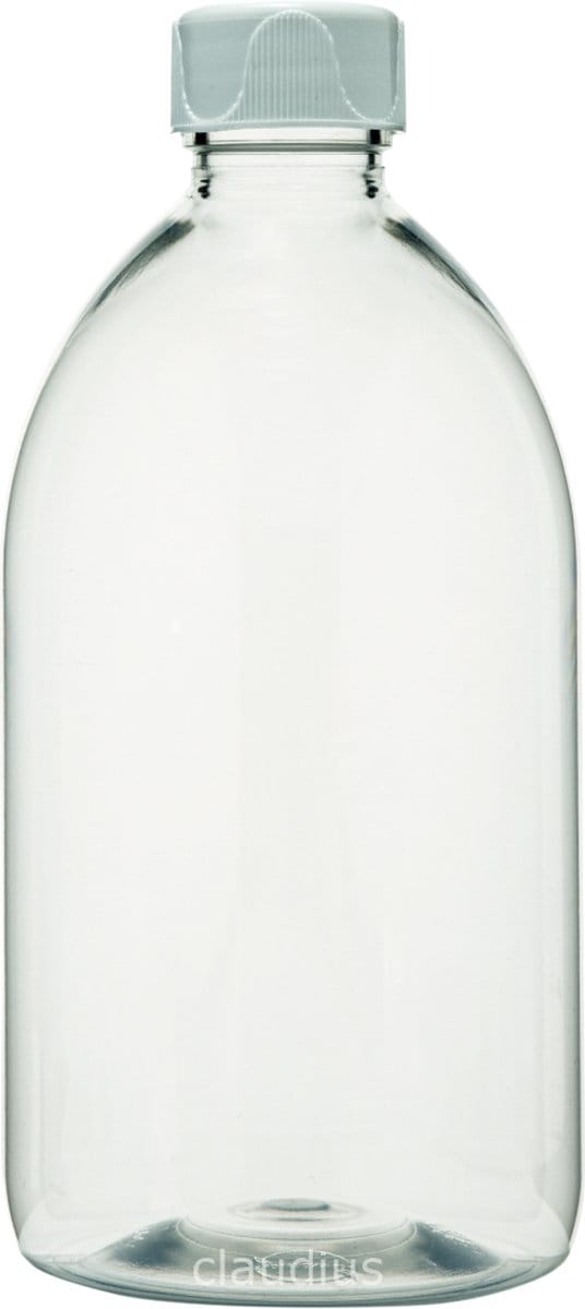 Lege Plastic Fles 500 ml PET transparant - met witte ribbeldop - set van 10 stuks - navulbaar - Leeg