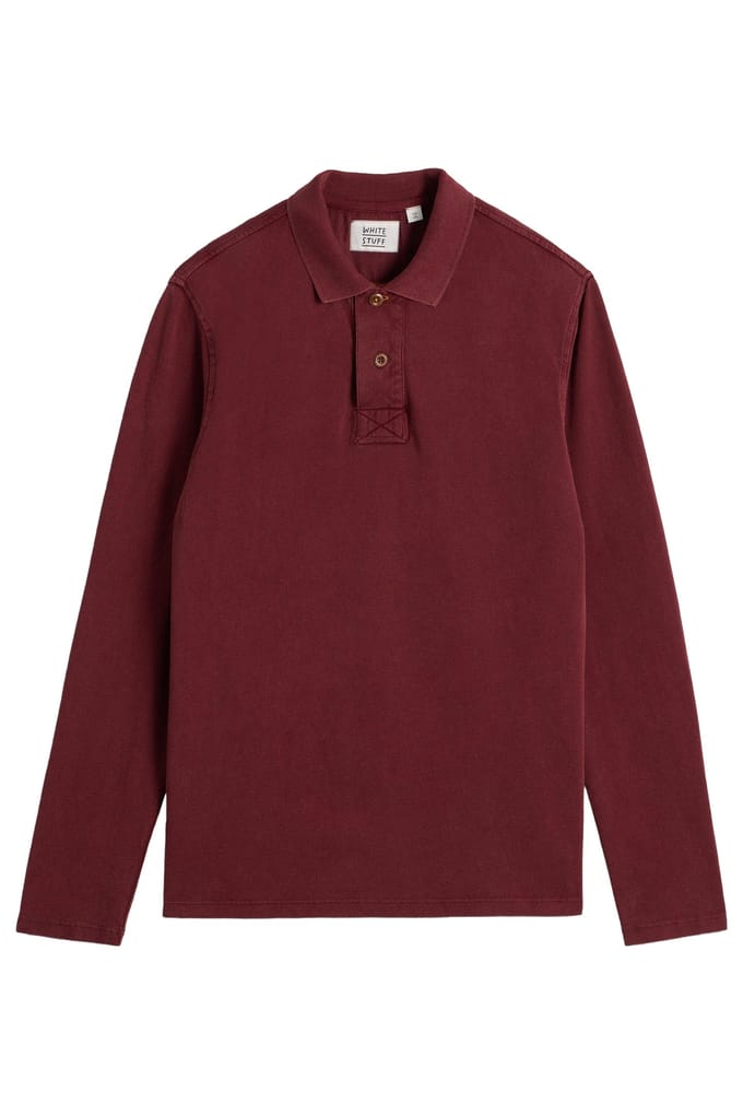 White Stuff Ls Utility Polo Dark Plum Größe: M/R | Longsleeves Outlet | Herren | Magenta