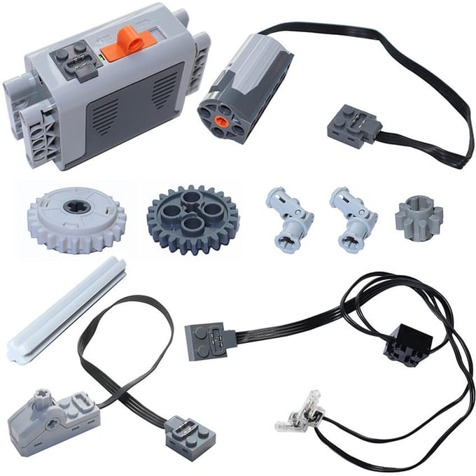 Motor Set 8293 PF Functies Technische Componenten Bouwstenen Werkt Met MOC High-tech DIY Stenen Batterijbakken gray