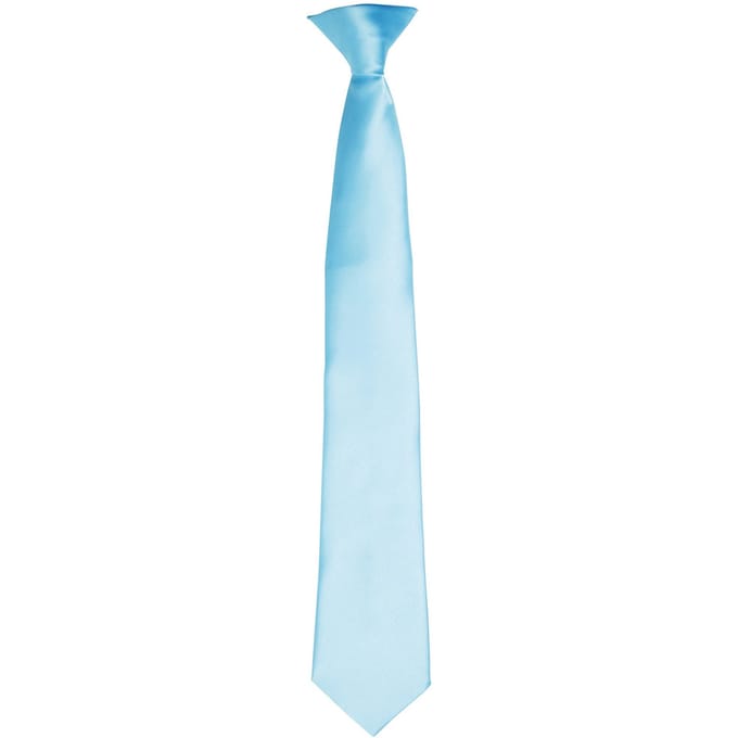 Premier Kleuren Heren Satin Clip Tie (Turquoise)