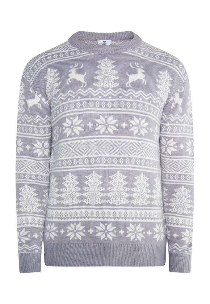 Mo Kersttrui Heren grijs wit