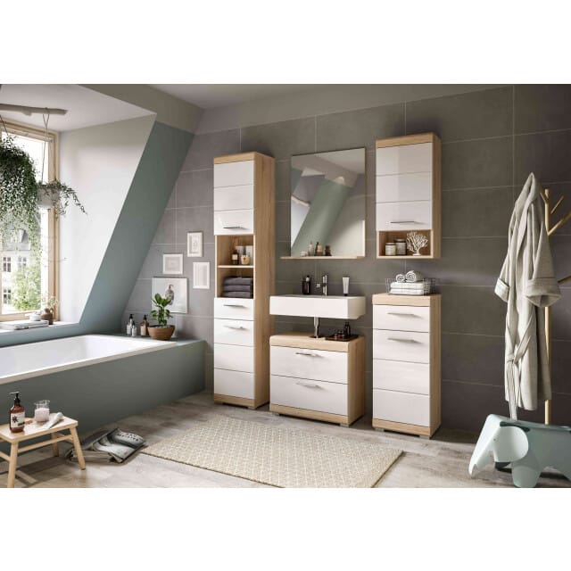 Lambada badkamercombinatie wit hoogglans MDF TZ wit NB - 37x112x191cm