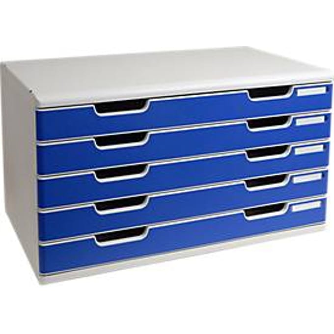 Exacompta MODULO A3-ladebox 5 laden blauw, voor A4-A3+, stofdicht, stil met veiligheidsstop, stapelbaar