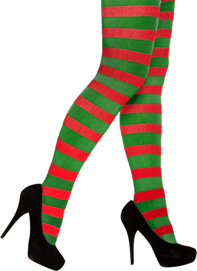 Henbrandt panty/maillot - rood met groen gestreept - voor dames - M/L