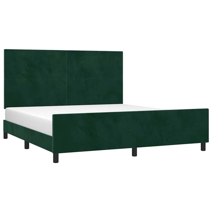 vidaXL - Bedframe - met - hoofdeinde - fluweel - donkergroen - 180x200 - cm