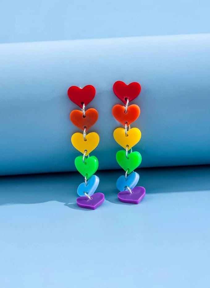 Oorbellen hartjes multicolor