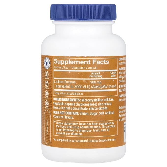 The Vitamin Shoppe, Lactase-enzym, Extra Sterkte, 3.000 ALU, 90 Veggie Capsules