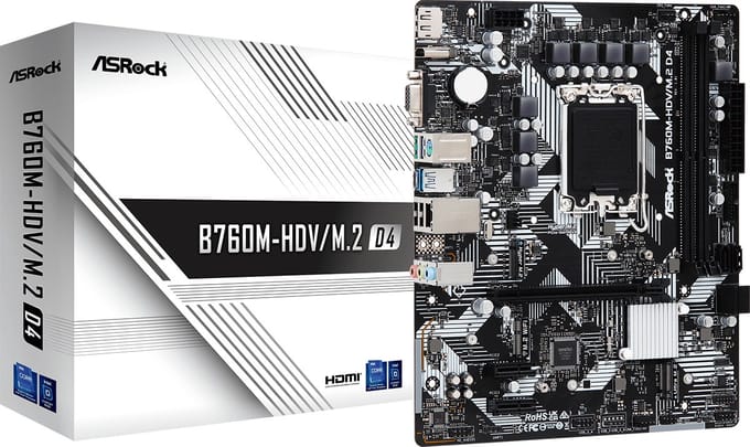 ASRock B760M-HDV/M.2 D4 Moederbord - Intel B760 - Intel LGA1700 - DDR4 RAM - Micro-ATX