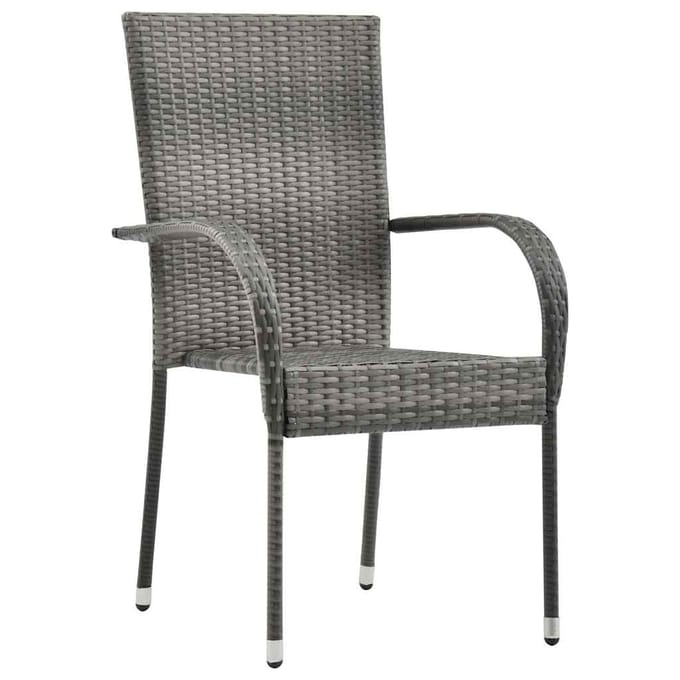 vidaXL - Tuinstoelen - stapelbaar - 2 - st - poly - rattan - grijs