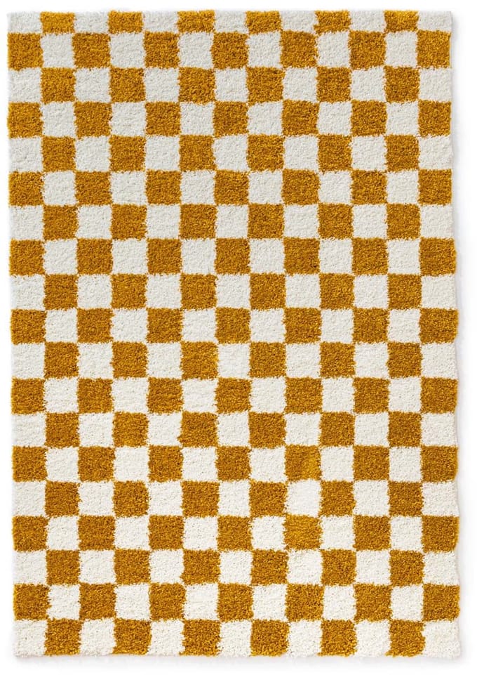 Checkerboard vloerkleed - Check ivoor/goud 300x400