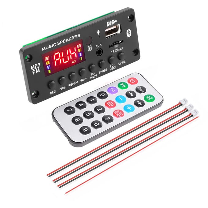 2*25W Bluetooth 5.0 MP3 WMA Decoderbord 5V-20V Versterker Auto Audio USB TF FM Radio Module Kleurenscherm MP3 Speler Met Afstandsbediening black