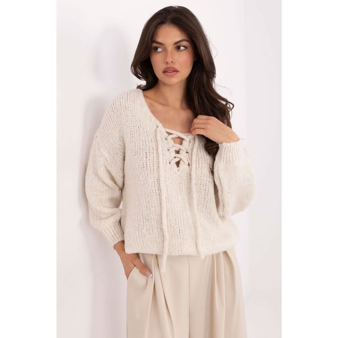 Laced Charm Knit - Beige / One Size