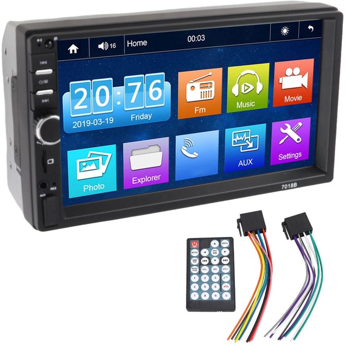 7-inch Touchscreen Head Unit DC12V voor Carplay Draadloos voor Android Auto Bluetooth AUX MP5 Speler Auto Multimedia Ontvanger Type C blue