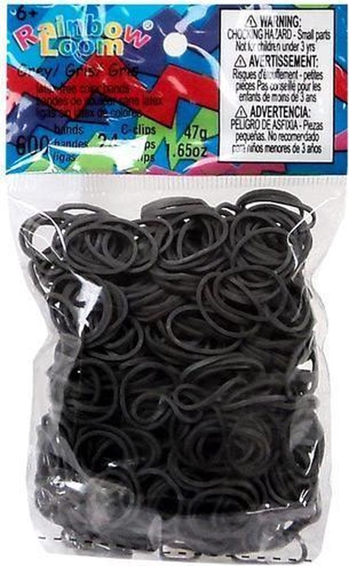 Rainbow Loom Elastiekjes - Grijs - 600 stuks.