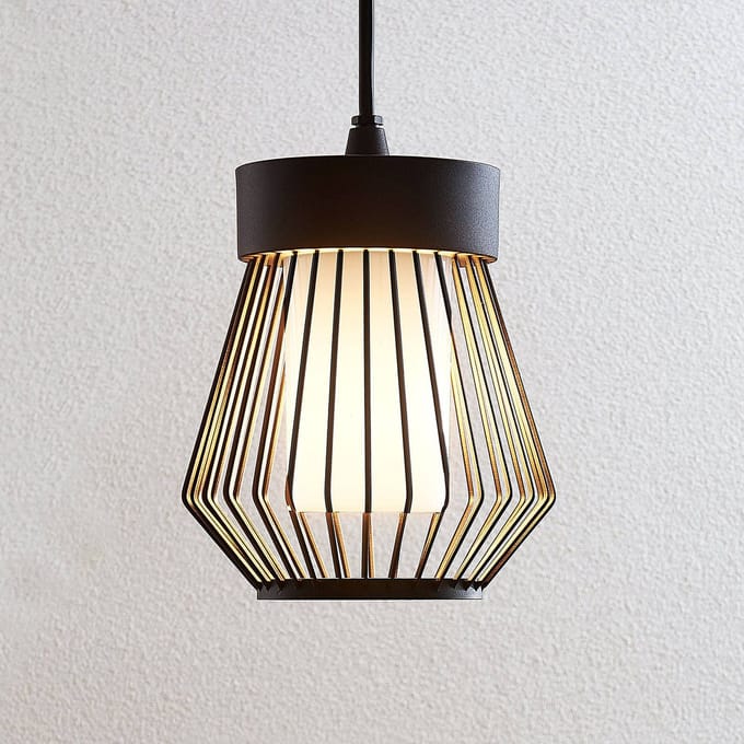 Lindby buiten hanglamp Vajana, Ø 19 cm, zwart, aluminium