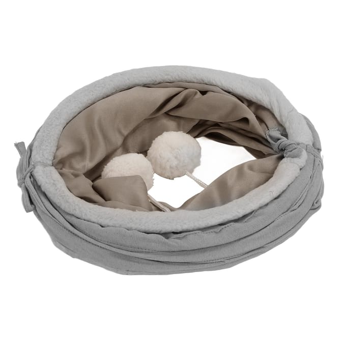 Opvouwbare Katten Tunnel S-vormige Kat Speelbuis Speelgoed met Hangende Bal voor Konijnen Kittens Puppy's en gray
