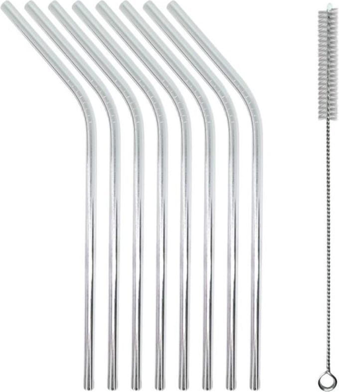 Metalen Rietjes gebogen - 8 Stuks