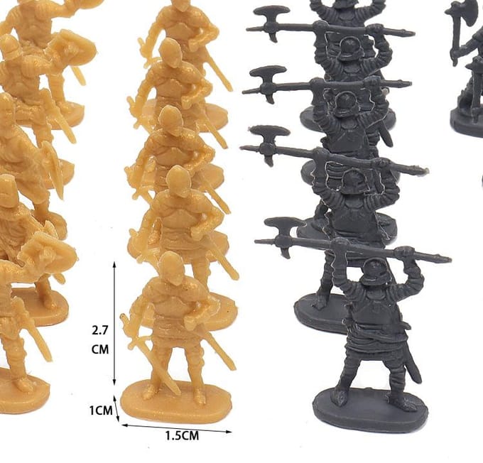 100 stuks/set Oude Soldaat Miniatuur Decoratief Model Huisdecoratie Micro Vorm Meerdere Houdingen Middeleeuwse Ridder Stijl TMZ beige